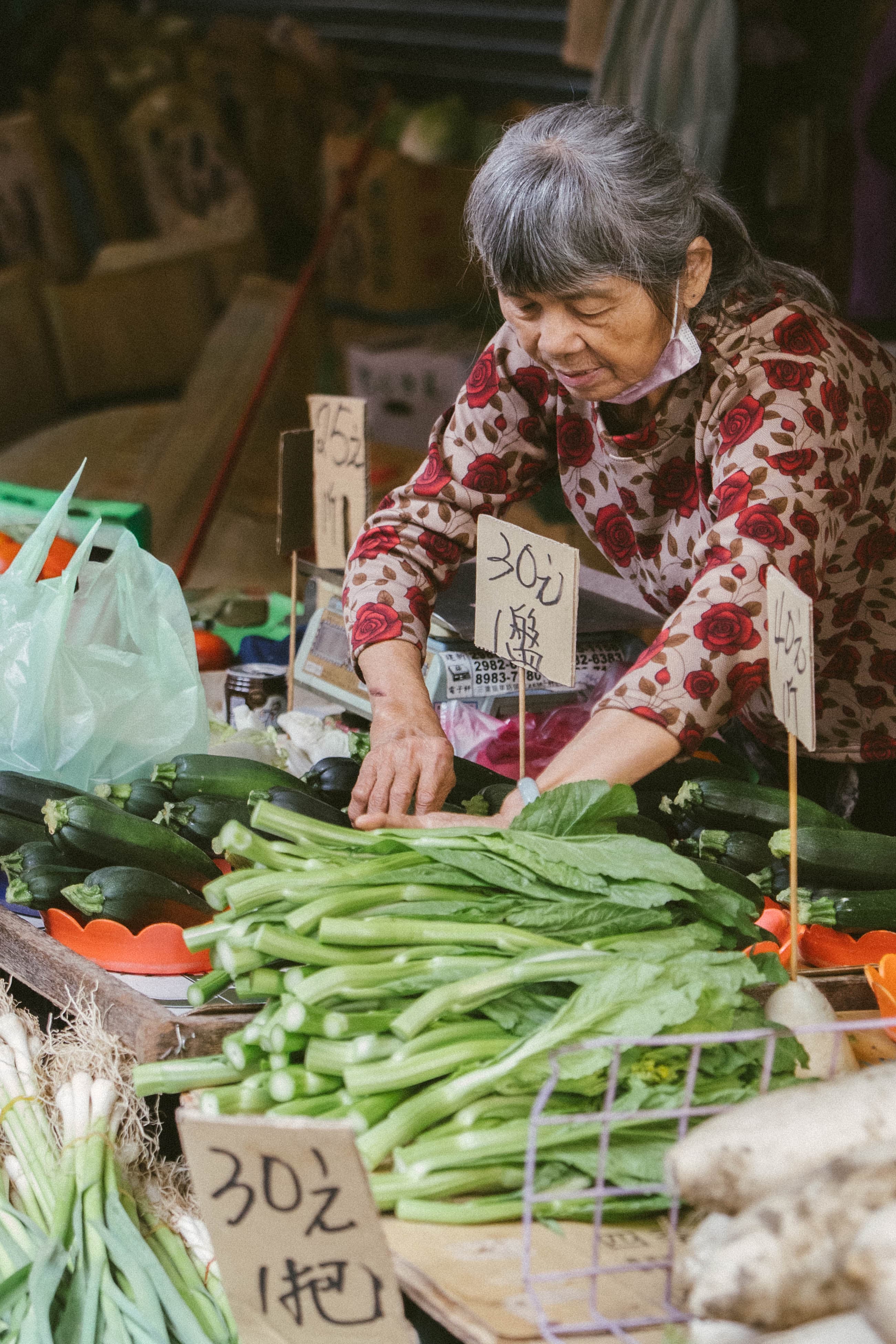 woman organizing produce